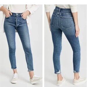 AGOLDE Nico High Rise Slim Frayed Hem Jeans A093F-1140 Size 27 Button fly.